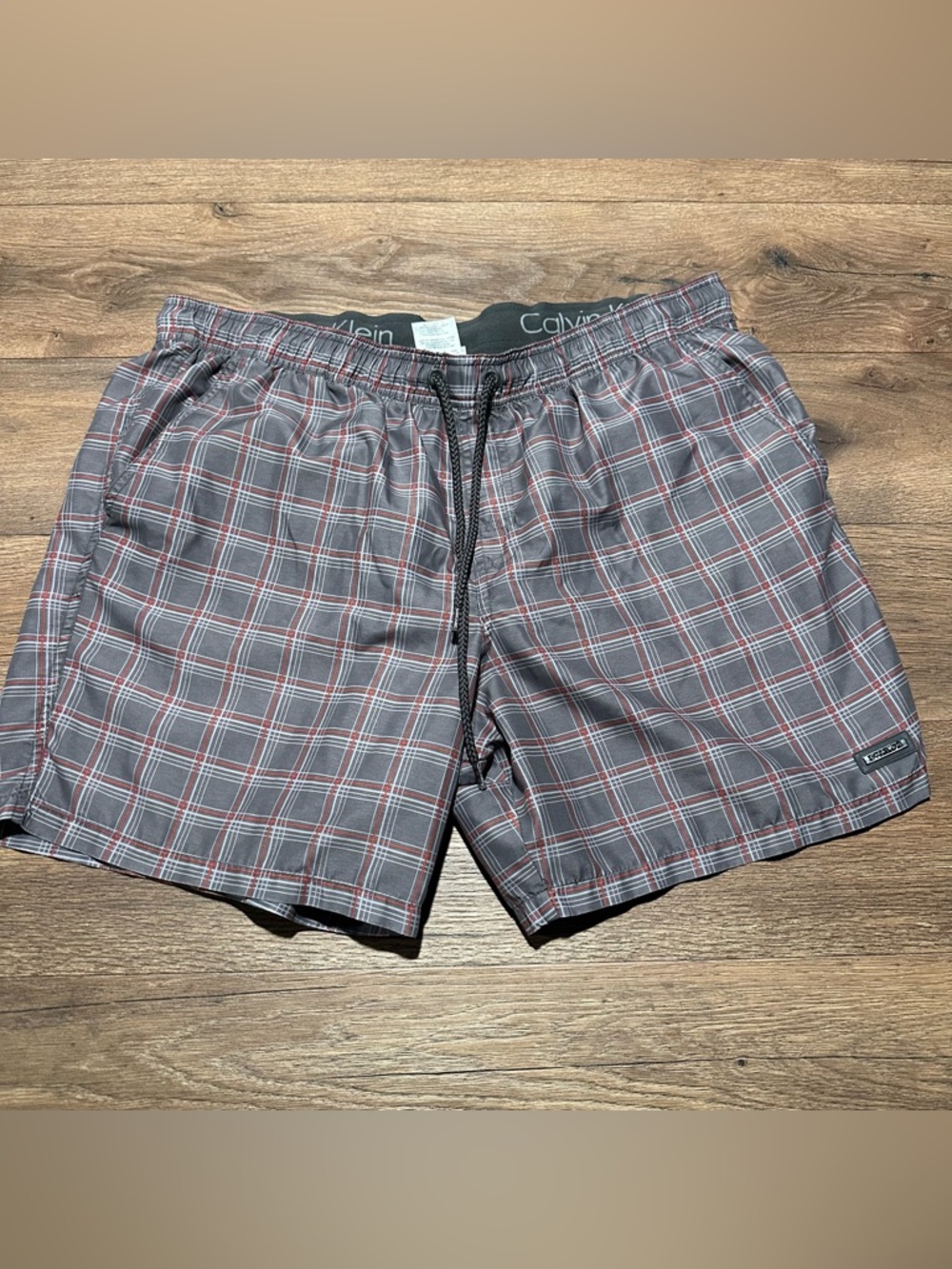 Calvin Klein Plaid Swim‎ Trunks Size XL